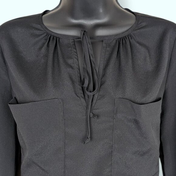 BCBGMaxAzria Black Joss Front Tie Blouse - Picture 3 of 8